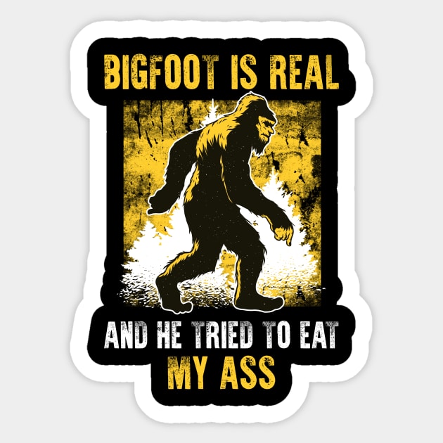 Bigfoot is Real - Funny Sasquatch Yeti Sticker by 5StarDesigns